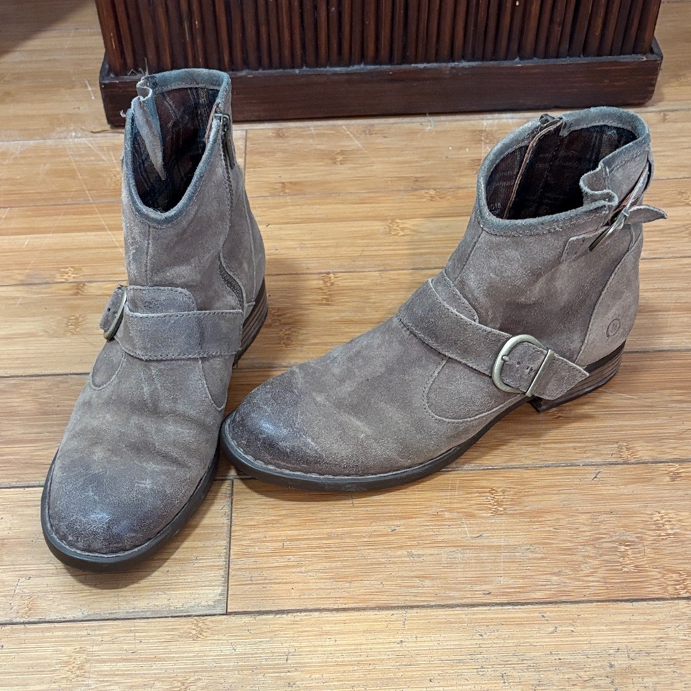 Born Gray Suede Ankle Boots